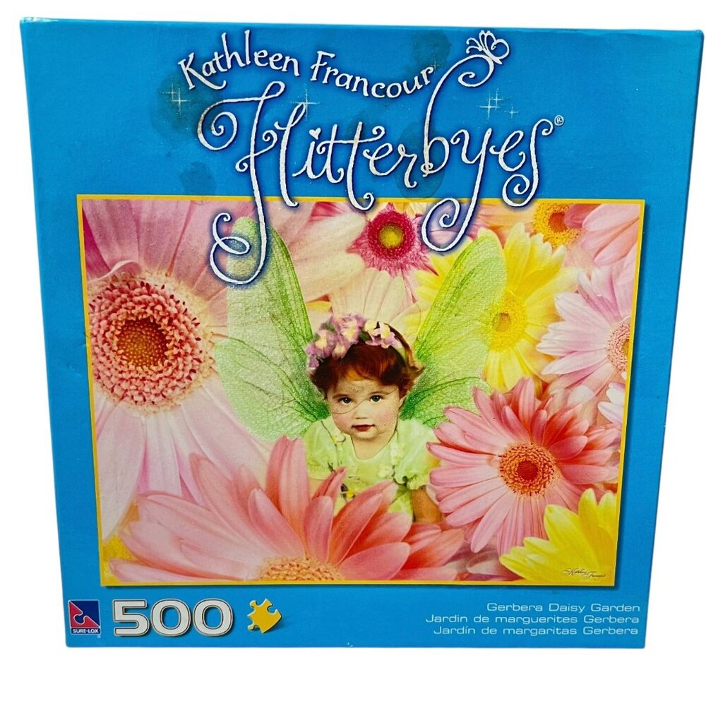 Flitterbyes 500 Piece Puzzle Gerbera Daisy Garden Kathleen Francour 2007 New
